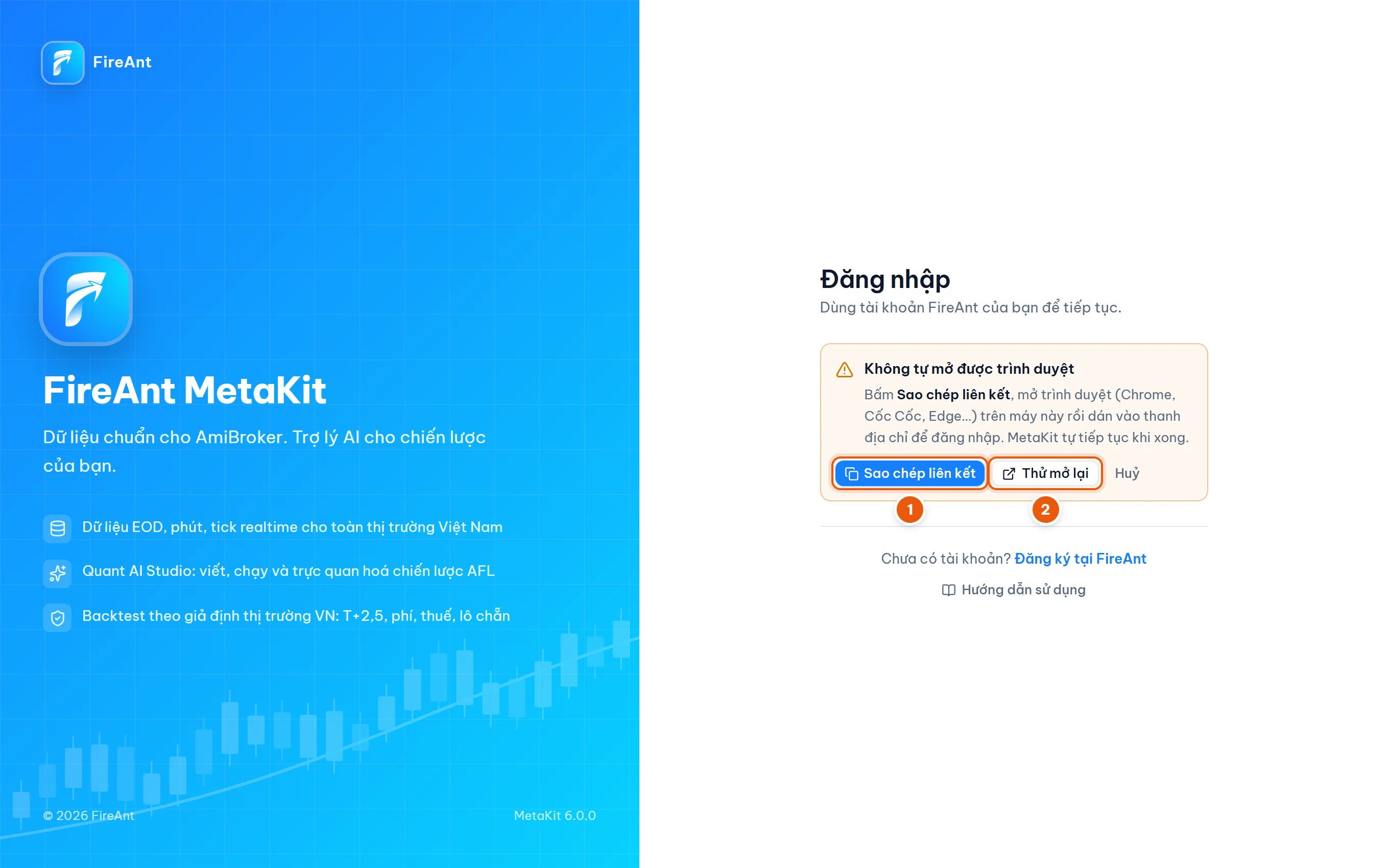 MetaKit không tự mở được trình duyệt