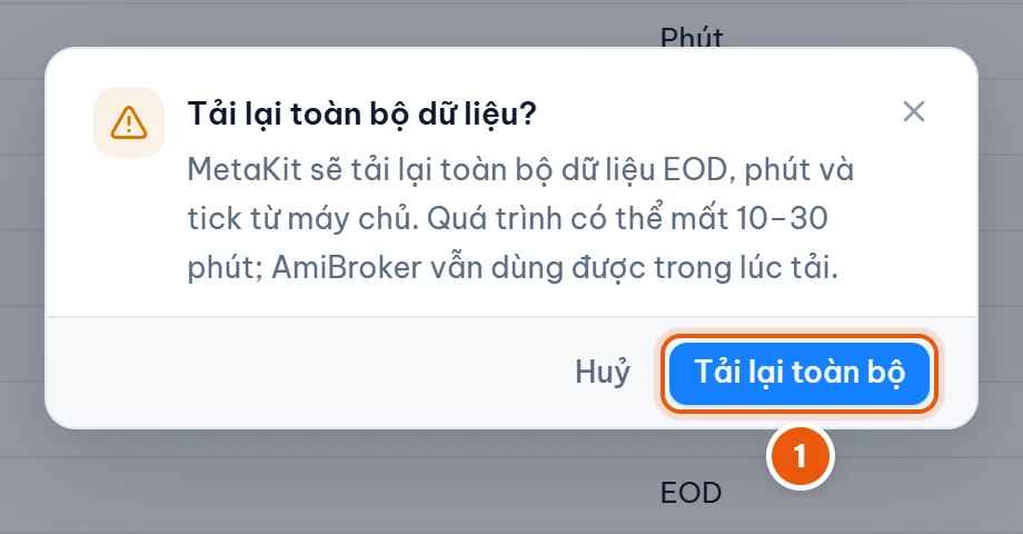 Xác nhận tải lại toàn bộ dữ liệu